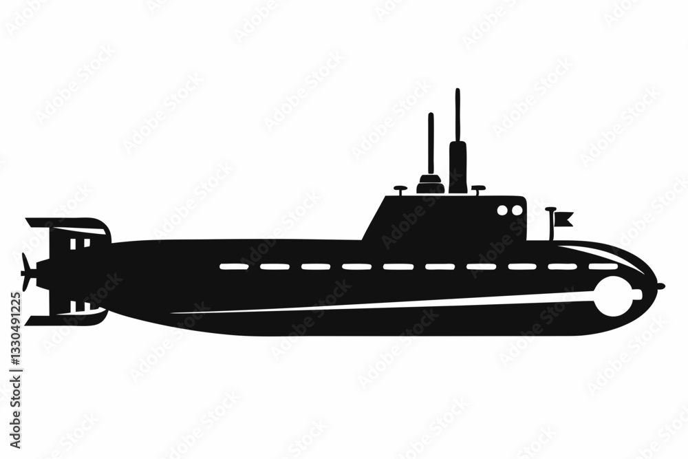 Fototapeta premium submarine line art silhouette vector illustration