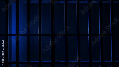 Wallpaper Mural Prison Cell Bars Casting Shadows: Symbolizing Confinement and Loss of Freedom. metal prison cell bars casting shadows on the floor, representing themes of incarceration, confinement
 Torontodigital.ca