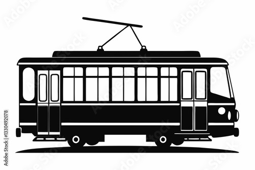 trolleybus line art silhouette vector illustration
