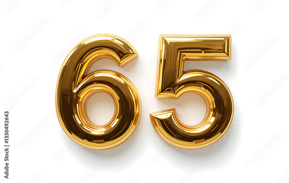 Number 65 gold 3d on white background for marketing, sales, discounts, promotions, financial, business, Anniversary, banner. 65 years anniversary golden number. gold 3d numeral isolated. 65 number 3d Number 65 gold 3d on white background for marketing, sales, discounts, promotions, financial, business, Anniversary, banner. 65 years anniversary golden number. gold 3d numeral isolated. 65 number 3d
