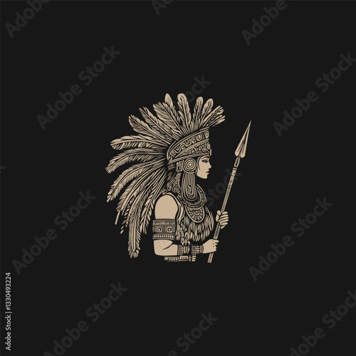 Aztec woman warrior design vector template illustration