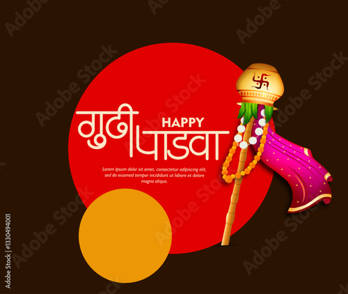 Creative Sale Banner Or Sale Poster For Occasion Of Happy Gudi Padwa Celebration (Lunar New Year) celebration of India with message in hindi meaning gudi padwa