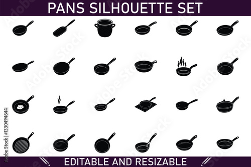 Editable Resizable Pan Silhouettes Frying Pans, Skillets, and Pots