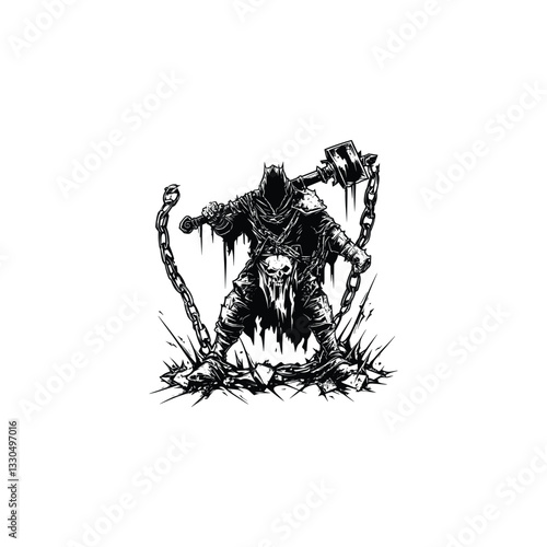 mighty executioner design vector template illustration