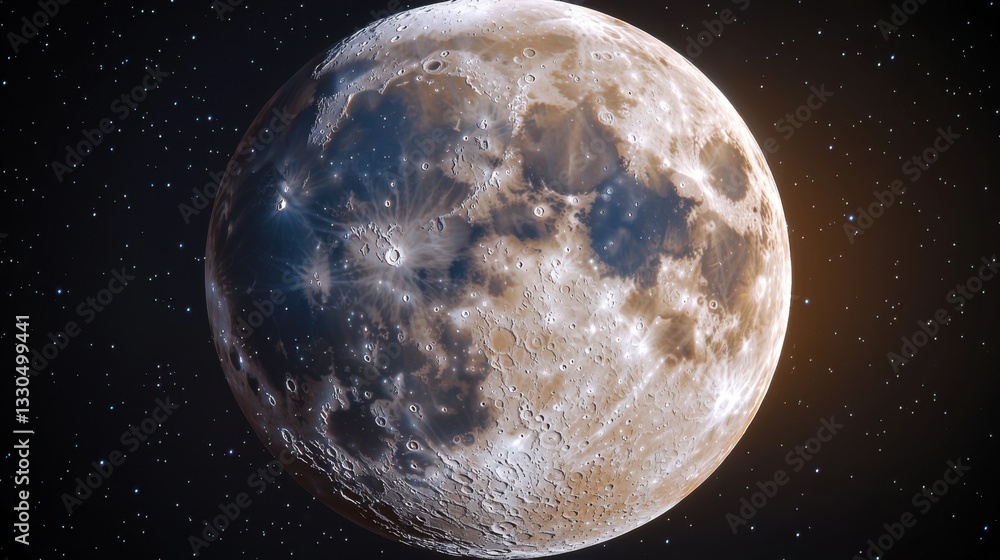 Bright full moon illuminating the night sky with stars creating a magical celestial scene Bright full moon illuminating the night sky with stars creating a magical celestial scene