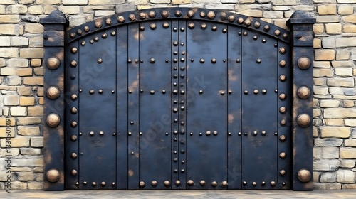 Ornate Metal Gate Set in Brick Wall