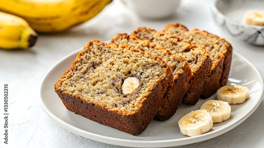 Tasty banana bread on white background Tasty banana bread on white background