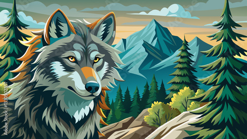 Wolf in the alps forest