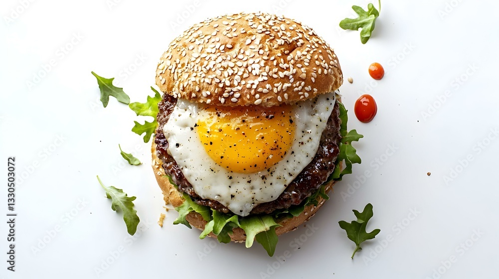 Top view shot of a hamburger bread bun isolated