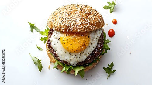Obraz na płótnie Top view shot of a hamburger bread bun isolated w salonie