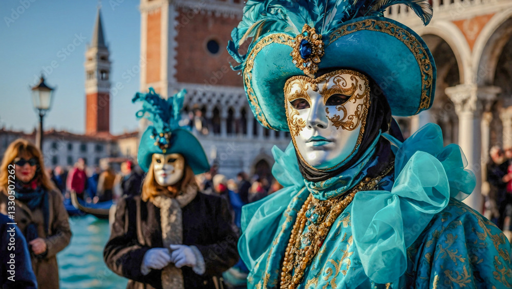 Venice carnival with tourists in masks Venice carnival with tourists in masks
