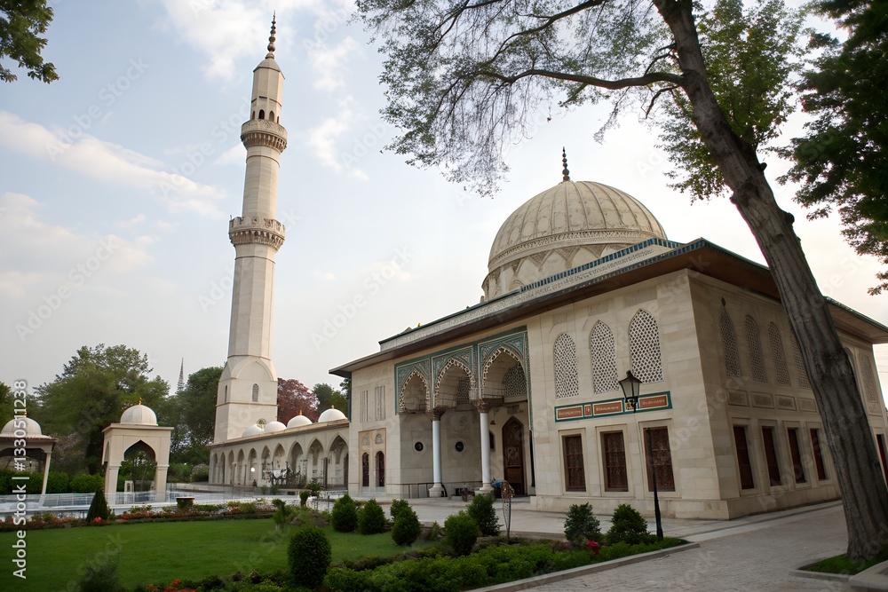 Fototapeta premium A minaret icon with a mosque.