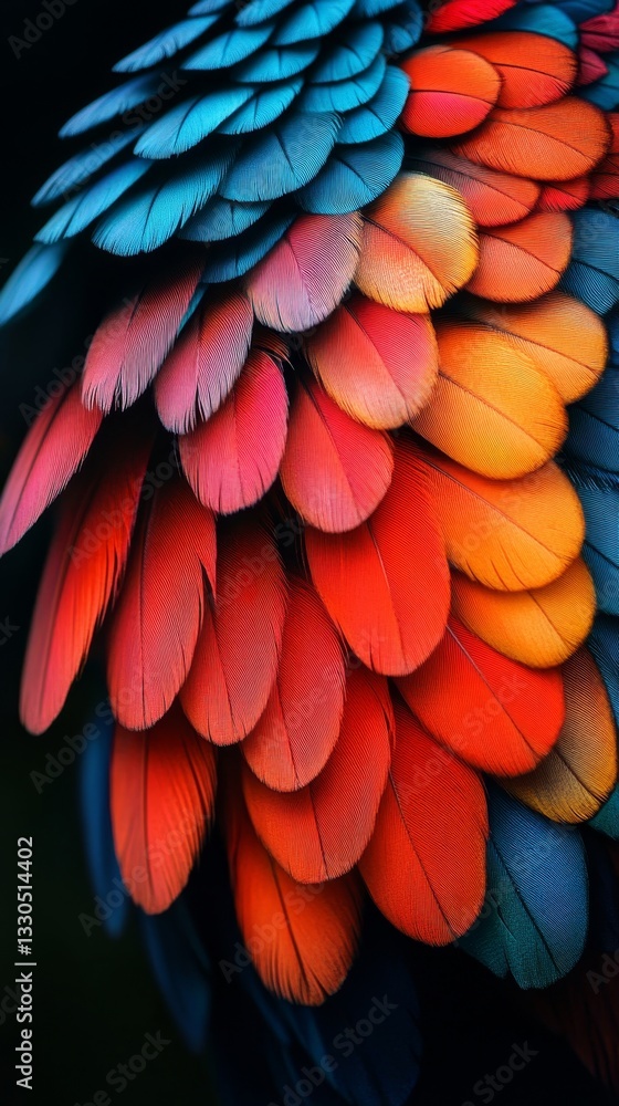 Obraz premium colorful feathers close up with vibrant hues.