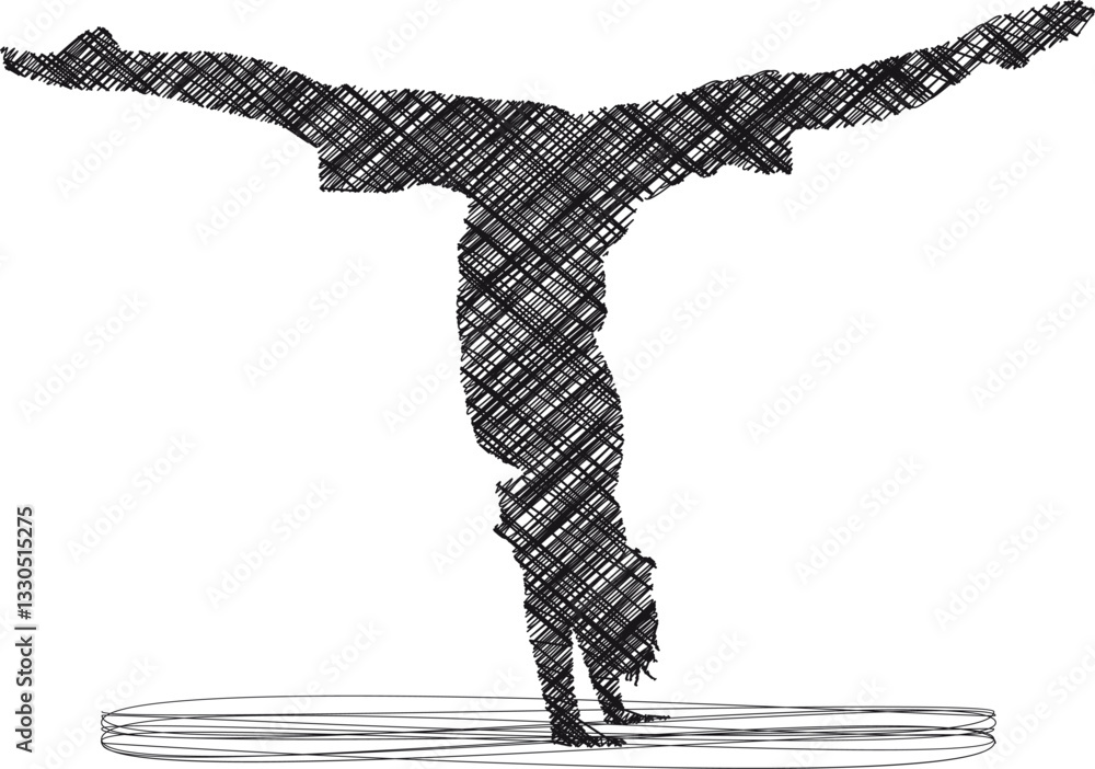 Fototapeta premium Yoga Balance Pose – Scribble Illustration perfect for wellness projects, Design and Advertising