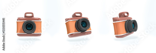 Camera 3d icon. Cartoon Style photo Camera vector 3d Illustration