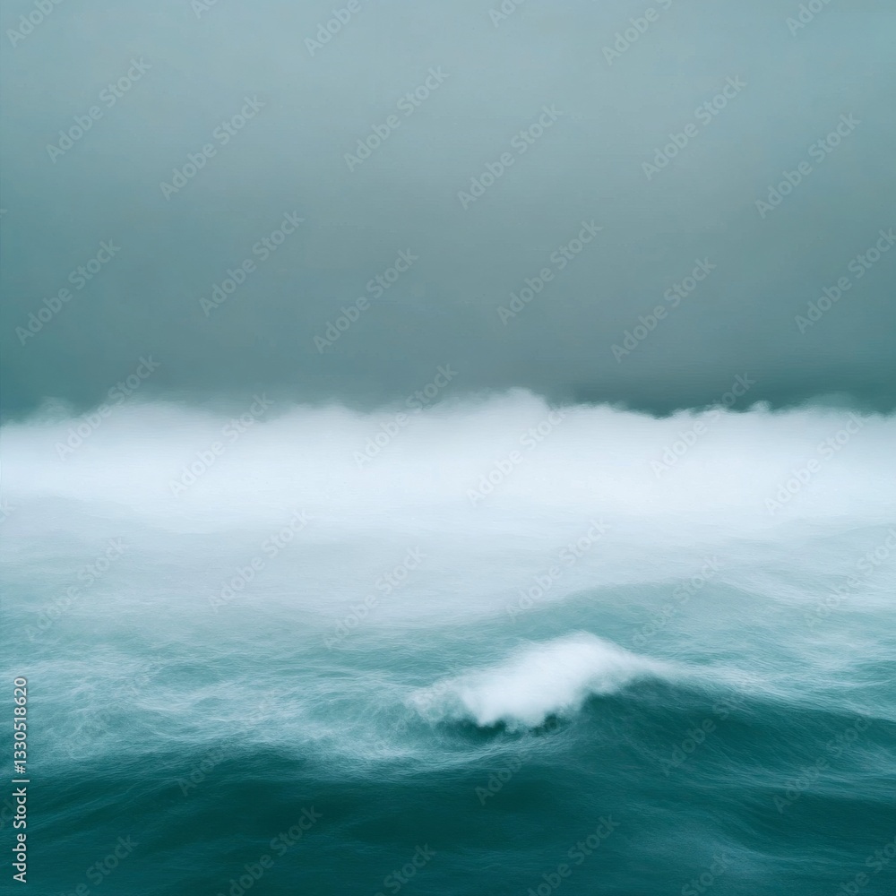 Fototapeta premium Thick sea mist rolling over a violent sea, adding an eerie and mysterious ambiance