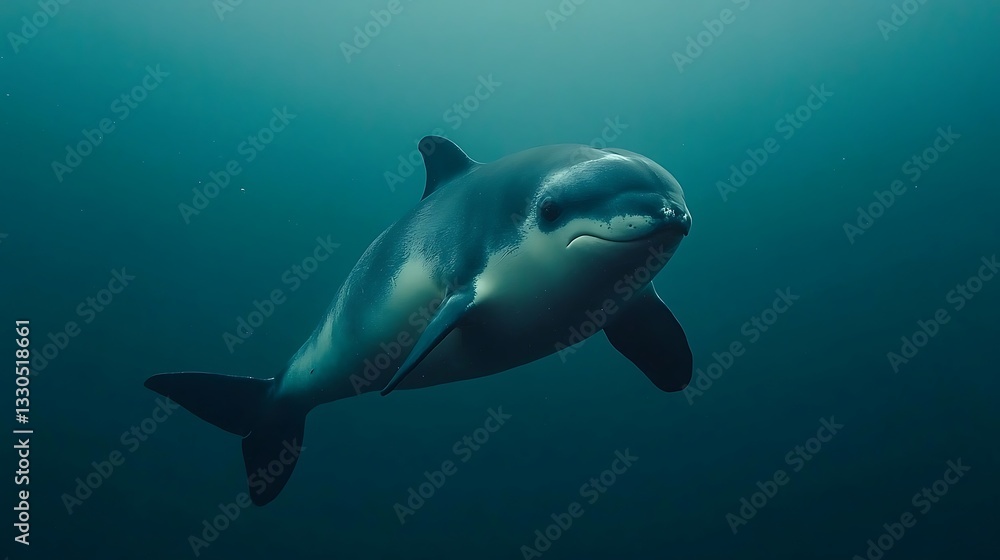 Underwater Dolphin Portrait In Deep Ocean Underwater Dolphin Portrait In Deep Ocean