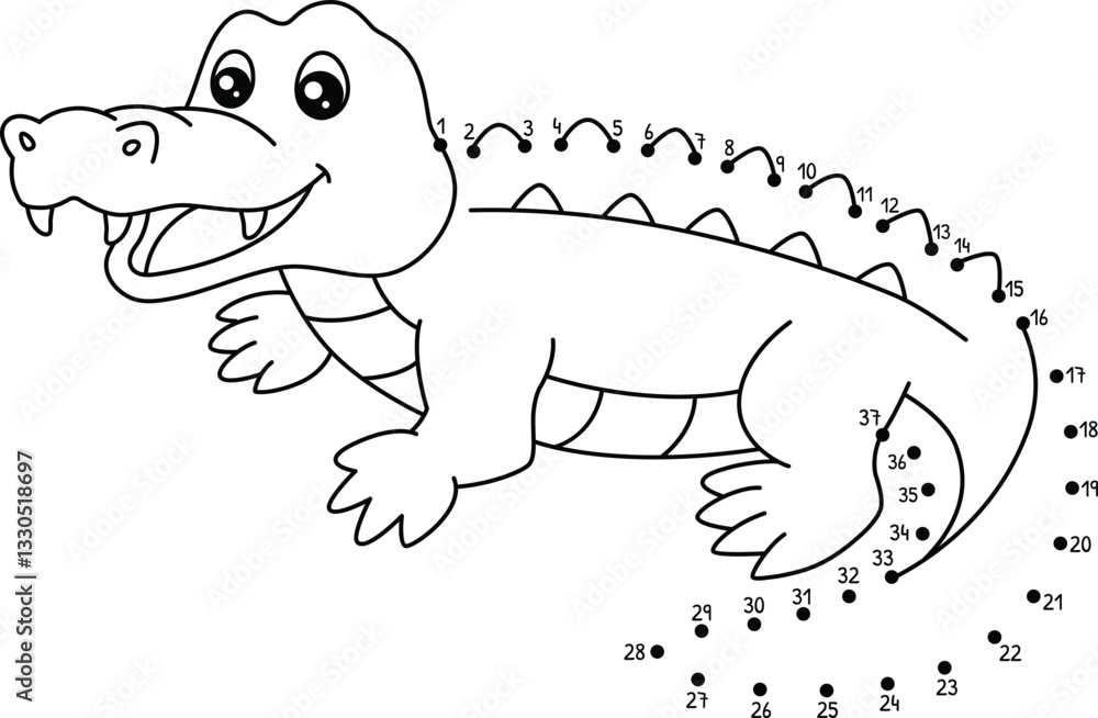 Dot to Dot Crocodile Animal Isolated Coloring Page Dot to Dot Crocodile Animal Isolated Coloring Page