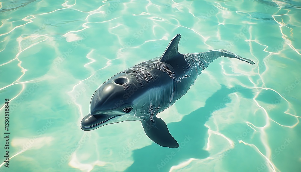 Fototapeta premium Playful Dolphin Swimming In Turquoise Water