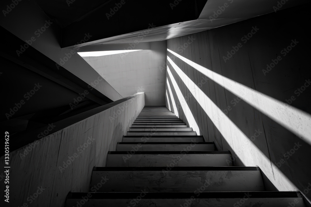 Fototapeta premium Monochromatic Staircase with Dramatic Light and Shadows