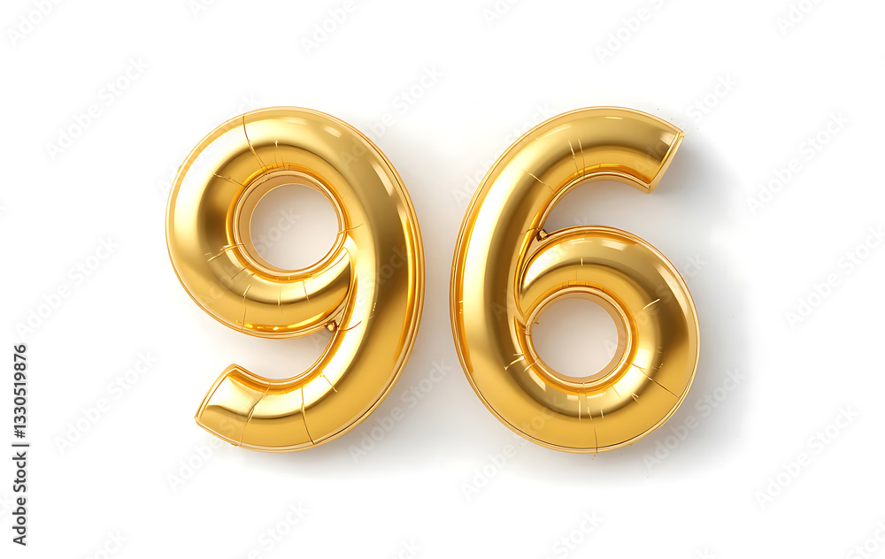 Number 96 gold 3d on white background for marketing, sales, discounts, promotions, financial, business, Anniversary, banner. 96 years anniversary golden number. gold 3d numeral isolated. 96 number 3d Number 96 gold 3d on white background for marketing, sales, discounts, promotions, financial, business, Anniversary, banner. 96 years anniversary golden number. gold 3d numeral isolated. 96 number 3d