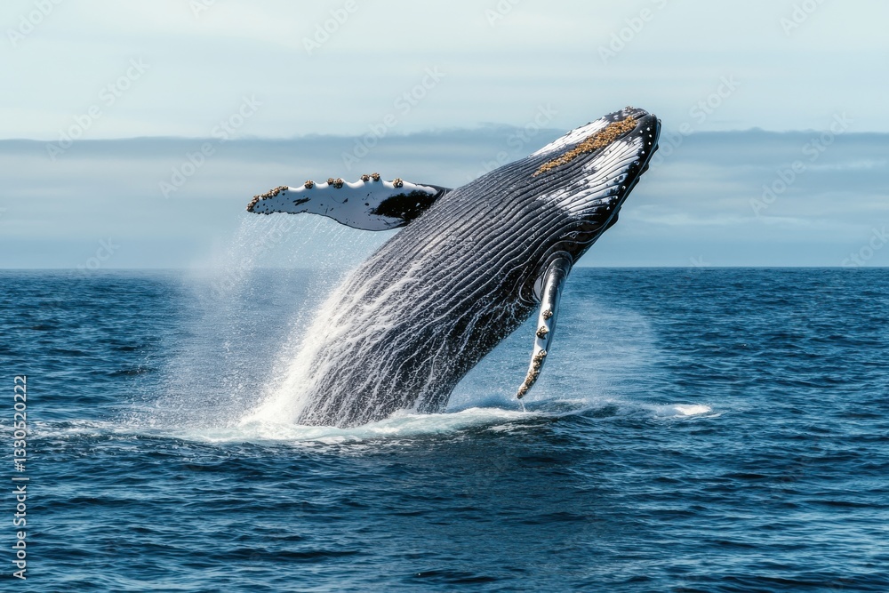 Fototapeta premium A whale breaching the surface of the ocean