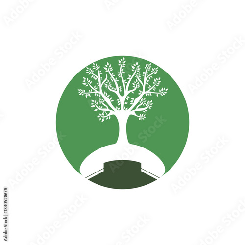 Nature call vector logo design. Handset tree icon design template.