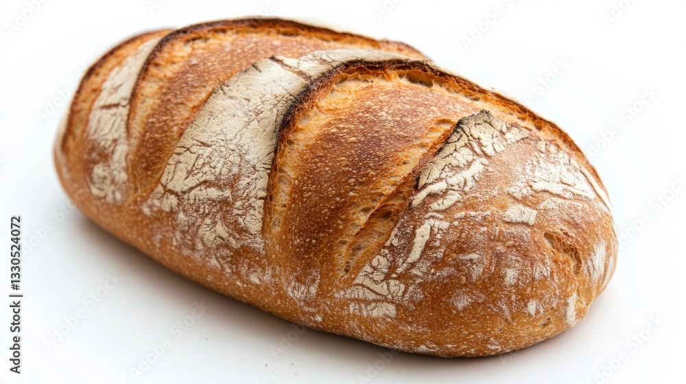 Fresh baked loaf of bread isolated on white background close-up. Fresh baked loaf of bread isolated on white background close-up.