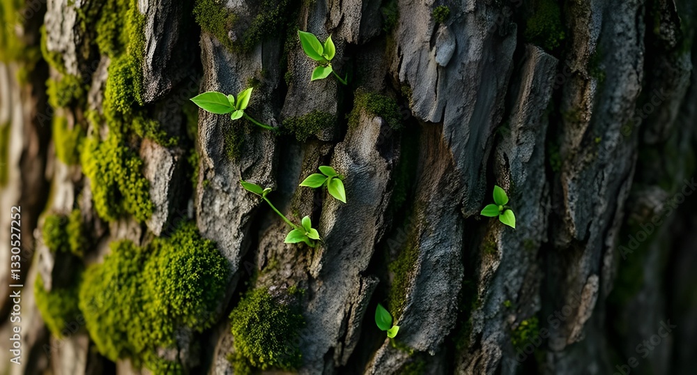 Obraz premium Moss-covered tree bark in a forest