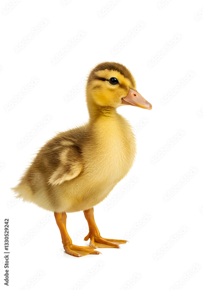 Cute Baby Duckling, Isolated Yellow Duck, Newborn Bird Portrait on White Cute Baby Duckling, Isolated Yellow Duck, Newborn Bird Portrait on White