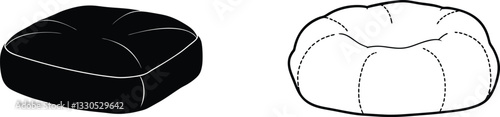 Black Square Beanbag Chair and White Round Beanbag Comparison