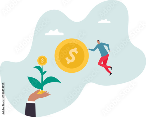 Investment growth, investing for financial independent or financial freedom, mutual fund or growth stock, saving or earning profit.character for design