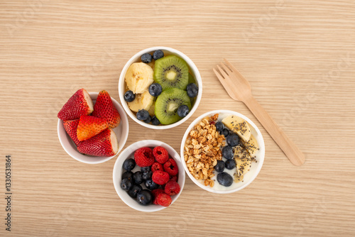 frutas para el desayuno o comidas saludables frescas, nutritivas