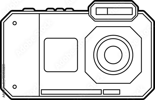 Diver underwaters camera outline vector