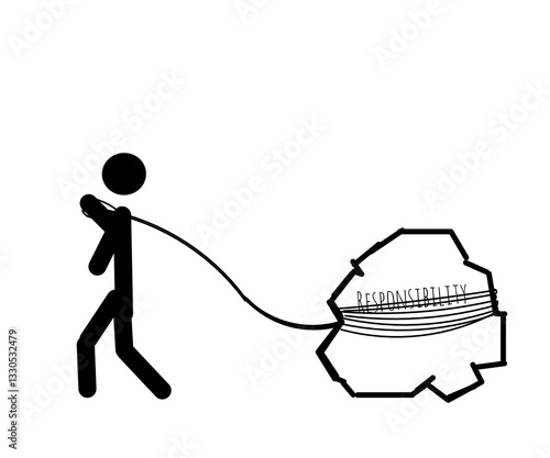 People are pulling a rock with a rope that says Responsibility abstract vector