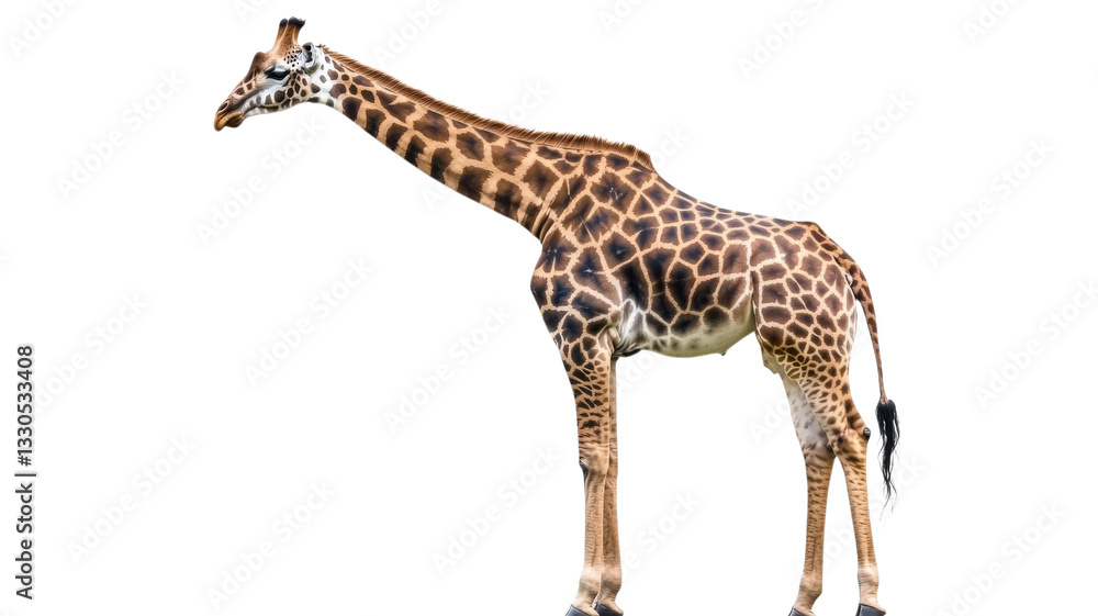 Fototapeta premium Giraffe standing gracefully with distinct coat patterns under bright light