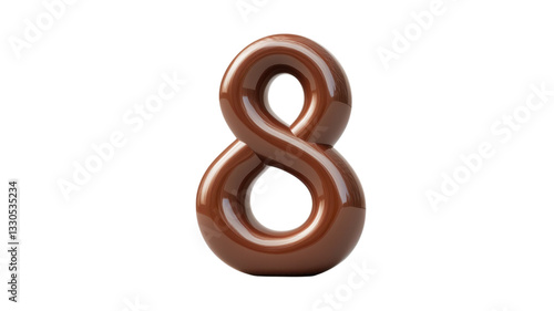 Brown number eight sculpture produced with a glossy finish showcasing a modern design