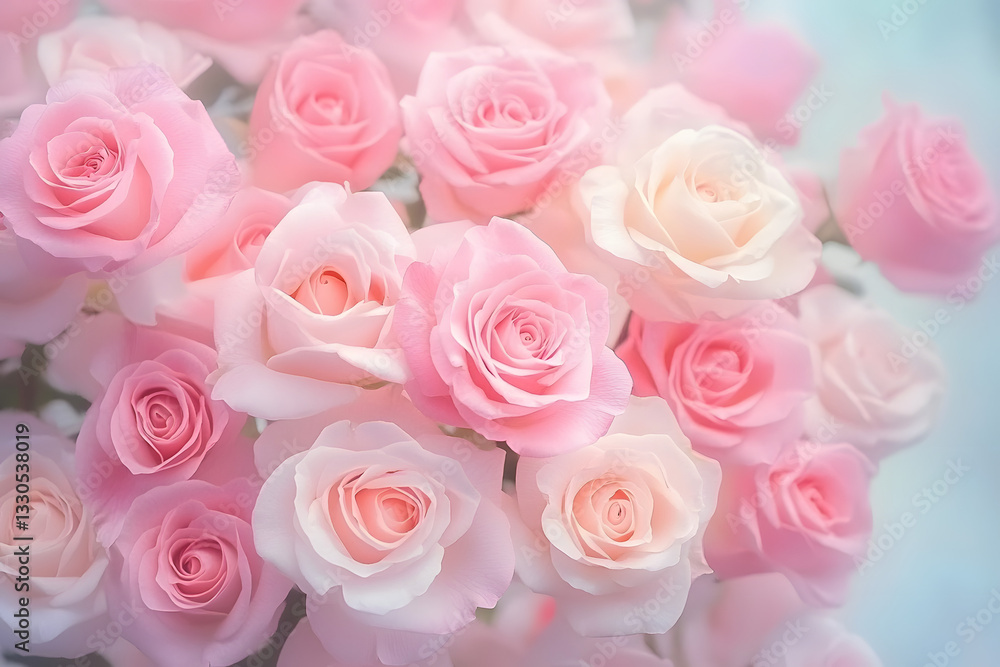 Flowers roses soft pastel color background. Beautiful composition. Valentine's Day, Easter, Birthday, Happy Women's Day, Mother's Day. Holiday poster and banner Flowers roses soft pastel color background. Beautiful composition. Valentine's Day, Easter, Birthday, Happy Women's Day, Mother's Day. Holiday poster and banner