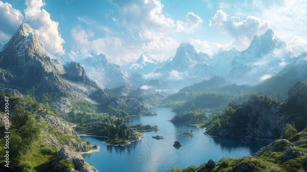 Obraz premium A 3D landscape wallpaper. 