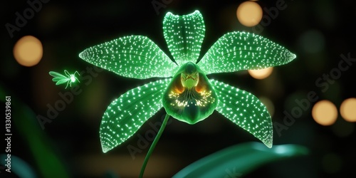 Wallpaper Mural A luminous flower and a small glowing insect in the night Torontodigital.ca