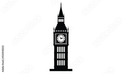Big Ben clock tower silhouette, big ben clock tower silhouette vector, clock tower silhouette, vector illustration 