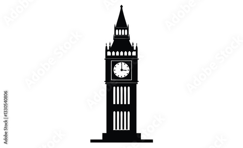 Big Ben clock tower silhouette, big ben clock tower silhouette vector, clock tower silhouette, vector illustration 