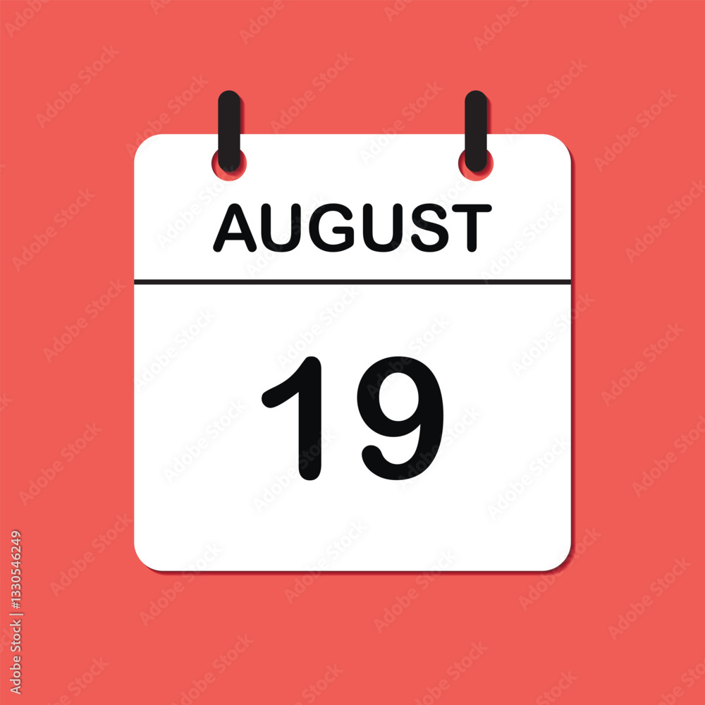 August 19. Daily Calendar icon for design. Simple design for business brochure, flyer, print media, advertisement. Easily editable. August 19. Daily Calendar icon for design. Simple design for business brochure, flyer, print media, advertisement. Easily editable.
