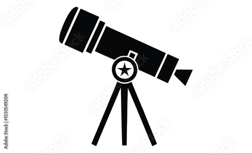 Telescope vector silhouette, telescope icon
