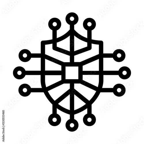 robotic shield icon line