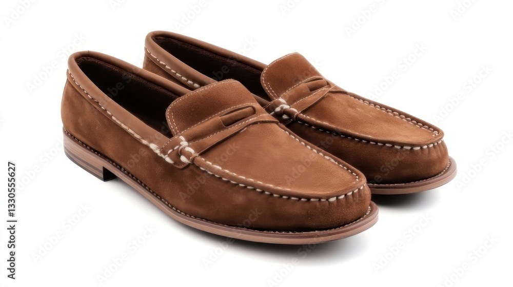 Brown leather loafers, classic style Brown leather loafers, classic style