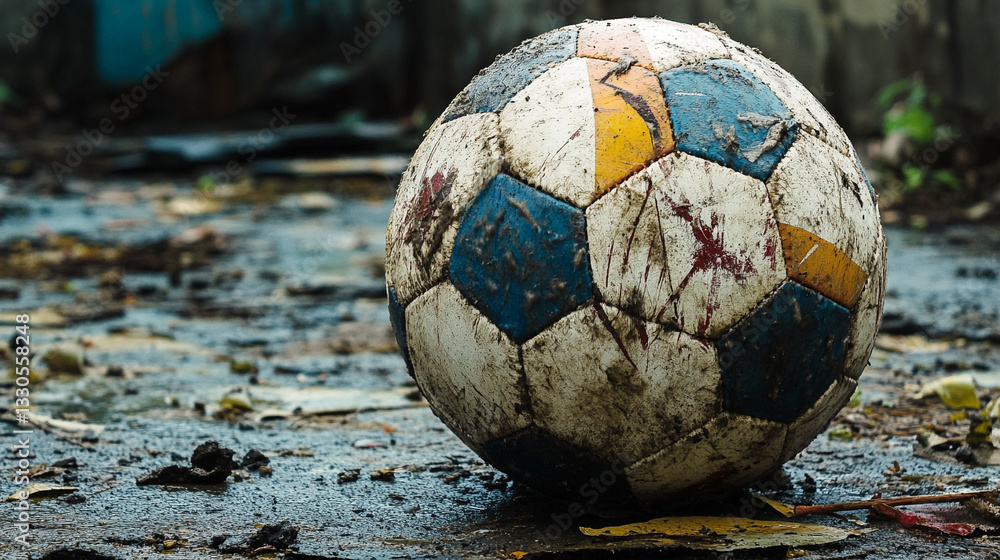 A dirty soccer or football.