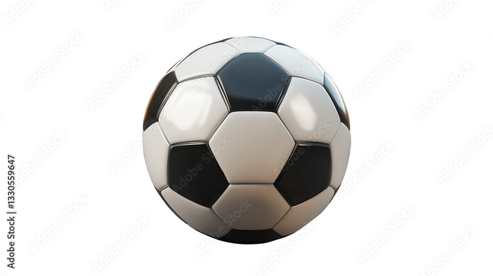 Fototapeta premium Soccer ball resting on a flat surface, showcasing classic black and white design