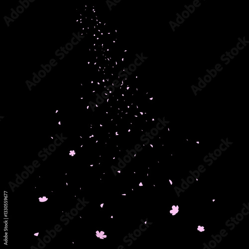 Design of sakura petals falling on black background