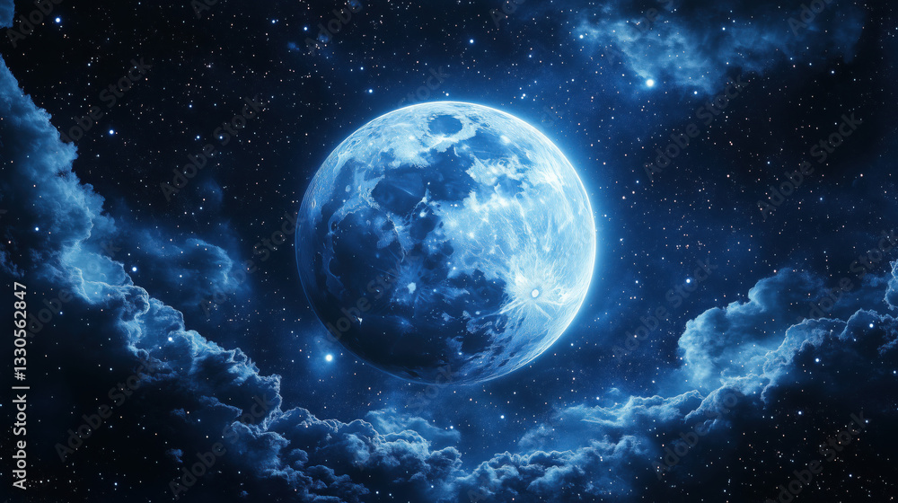 Bright moon among clouds and night sky Bright moon among clouds and night sky